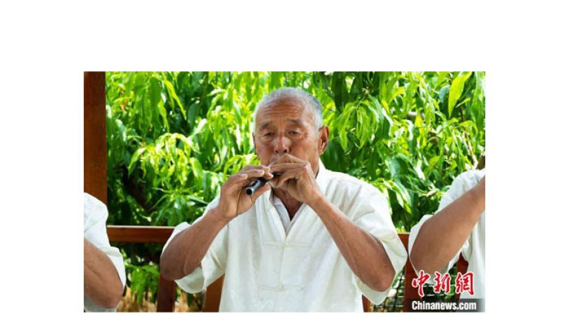 辛安庄民间音乐会国家级代表性传承人蔡保恒正在演奏。