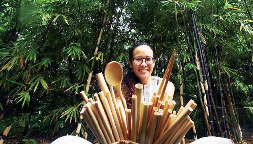 ●蓝美娥四年前创办Bamboo Straws Worldwide（&ldquo;竹吸管国际&rdquo;），她的竹吸管和其他环保产品通过网站从新加坡卖到世界各地。