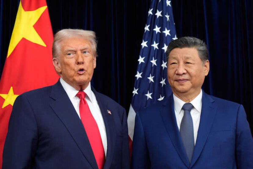 美国总统特朗普与中国国家主席习近平。