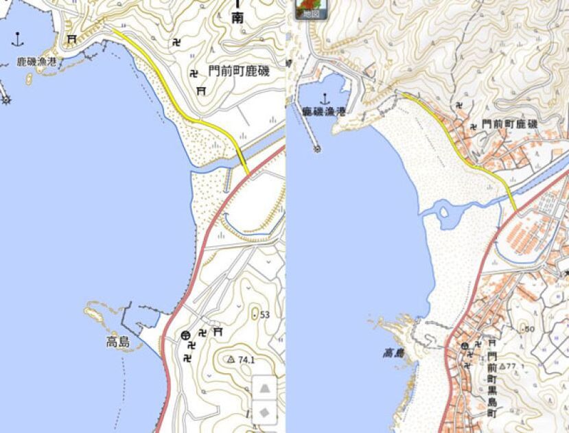日本能登半岛土地隆起。